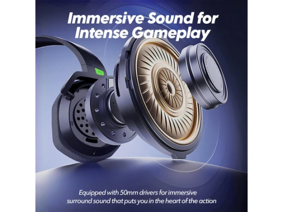 Dual Wireless Gaming Headset, Black-Green — Wireless Earbuds, NUBWO