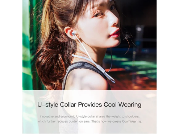 White Wireless Bluetooth Headphones with Magnetic Neckband — Wireless Earbuds, QCY