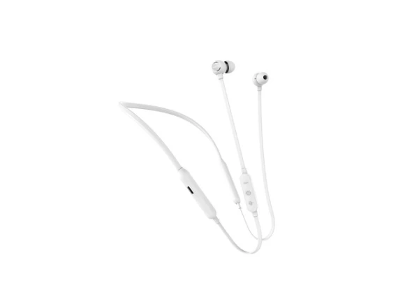 White Wireless Bluetooth Headphones with Magnetic Neckband — Wireless Earbuds, QCY