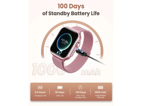 1.83-inch Smartwatch, Pink, Two Bands — Smart Watch, Generic Logic, Inc.