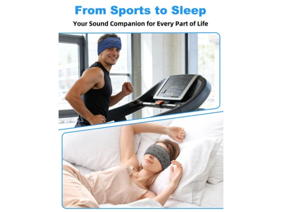 Bluetooth Sleeping-Headphone Headband, Blue & Gray, 2PCS — Wireless Earbuds, Generic Logic, Inc.