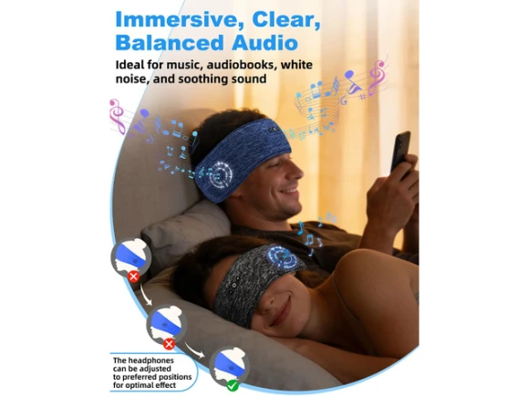 Bluetooth Sleeping-Headphone Headband, Blue & Gray, 2PCS — Wireless Earbuds, Generic Logic, Inc.