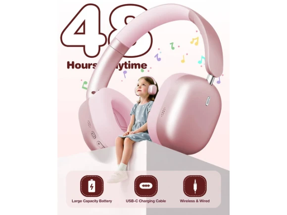 Kids Over-Ear Headphones, Pink — Wireless Earbuds, Generic Logic, Inc.