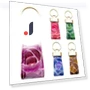Genuine Leather Smart Key Ring with Stained Glass Rose Floral Pattern — Keyrings & Keychains, SAKURA BLOSSOM ITEMS