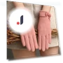 Plush warm gloves with touchscreen and bow — Cold Weather Gloves, Evergreen