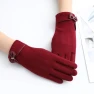 Plush warm gloves with touchscreen and bow — Cold Weather Gloves, Evergreen
