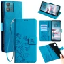 Phone Case with Wrist Strap Butterfly Flower Imprinted Leather Flip Cover — Flip Cases, Smartwatch 2025