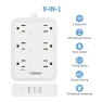 Превью WiFi Flat Plug Strip with 3 Smart Outlets and 3 USB Ports — Power Solutions & Surge Protection, TESSAN