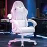 Превью White Gaming Chair with Footrest, Massage, and Reclining — Desk Chairs, TUKAKA