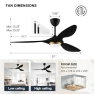Превью 52 Inch Black Modern Ceiling Fan with Light and Remote Control — Ceiling Fans, reiga