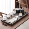 Ceramic Tea Set with Auto-Heating Kettle and Wooden Tray — Electric Kettle, Jiakangming