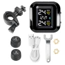 Motorcycle Tire Pressure Monitoring System with 2 External Sensors, USB Charger, and Tire Temperature Alarm Kit — TPMS, Cars Auto Home