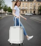 Превью Aluminum Frame PC Carry On Luggage with Tri-Zone Access, Hard Shell, Brake Wheels, Cup Holder, and Phone Holder — Smart Luggage, feilario