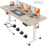 Превью Adjustable Height Computer Desk with Wheels and Charging Station — Standing Desk, Legooin