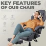 Превью Fabric Gaming Chair with Pocket Spring Cushion, Massage, and Footrest — Smart Chairs, Dowinx