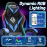 Превью Gaming Chair with Bluetooth Speakers, RGB LED Lights, Massage Lumbar Support, and Retractable Footrest — Smart Chairs, VANSPACE