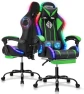 Превью Gaming Chair with Bluetooth Speakers, RGB LED Lights, Massage Lumbar Support, and Retractable Footrest — Smart Chairs, VANSPACE