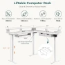 Превью L Shaped Electric Standing Desk with Drawers, Keyboard Tray, Power Outlets & LED Lights — Standing Desk, RedLemon