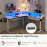 Превью L Shaped Electric Standing Desk with Drawers, Keyboard Tray, Power Outlets & LED Lights — Standing Desk, RedLemon