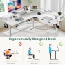 Превью L Shaped Electric Standing Desk with Drawers, Keyboard Tray, Power Outlets & LED Lights — Standing Desk, RedLemon