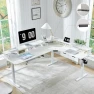 Превью L Shaped Electric Standing Desk with Drawers, Keyboard Tray, Power Outlets & LED Lights — Standing Desk, RedLemon