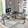Превью L Shaped Electric Standing Desk with Drawers, Keyboard Tray, Power Outlets & LED Lights — Standing Desk, RedLemon