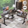 Превью L Shaped Electric Standing Desk with Drawers, Keyboard Tray, Power Outlets & LED Lights — Standing Desk, RedLemon