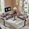 Превью L Shaped Electric Standing Desk with Drawers, Keyboard Tray, Power Outlets & LED Lights — Standing Desk, RedLemon