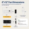 Превью Register Booster Fan - 4'' x 12'' Opening with Adjustable Louver — Smart Fan, VIVOHOME