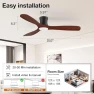 Превью Smart Wood Flush Mount Ceiling Fan with Lights — Smart Fan, Hoenofly