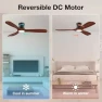 Превью Smart Wood Flush Mount Ceiling Fan with Lights — Smart Fan, Hoenofly