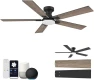 Превью 52 Inch Ceiling Fans with Lights, Smart Low Profile Ceiling Fan with Light and Remote Control — Smart Fan, Hoenofly