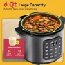 Превью Electric Pressure Cooker 6 Quart Silver, Non-stick Pot, 9-in-1 Instant Pot, 12 Preset Functions with Touchscreen — Multicooker, Carori