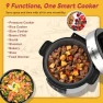 Превью Electric Pressure Cooker 6 Quart Silver, Non-stick Pot, 9-in-1 Instant Pot, 12 Preset Functions with Touchscreen — Multicooker, Carori