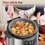 Превью Electric Pressure Cooker 6 Quart Silver, Non-stick Pot, 9-in-1 Instant Pot, 12 Preset Functions with Touchscreen — Multicooker, Carori