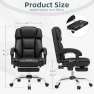 Превью 6-Point Massage Office Chair with Heat, Ergonomic Reclining Desk Chair with Footrest, PU Leather Executive Chairs for... — Massage Chairs, HOMREST