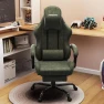 Превью Gaming Chair Big and Tall, Green Leather with Footrest, Padded Linkage Armrests & Large Headrest — Smart Chairs, Furnistyle