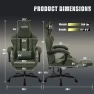 Превью Gaming Chair Big and Tall, Green Leather with Footrest, Padded Linkage Armrests & Large Headrest — Smart Chairs, Furnistyle