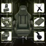 Превью Gaming Chair Big and Tall, Green Leather with Footrest, Padded Linkage Armrests & Large Headrest — Smart Chairs, Furnistyle