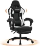 Превью Gaming Chair Big and Tall, Green Leather with Footrest, Padded Linkage Armrests & Large Headrest — Smart Chairs, Furnistyle