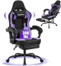 Превью Gaming Chair Big and Tall, Green Leather with Footrest, Padded Linkage Armrests & Large Headrest — Smart Chairs, Furnistyle