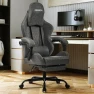Превью Gaming Chair Big and Tall, Green Leather with Footrest, Padded Linkage Armrests & Large Headrest — Smart Chairs, Furnistyle