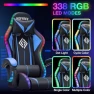 Превью Gaming Chair with LED RGB Lights with Massage and Footrest — Smart Chairs, HOFFREE