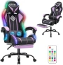 Превью Gaming Chair with LED RGB Lights with Massage and Footrest — Smart Chairs, HOFFREE