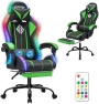 Превью Gaming Chair with LED RGB Lights with Massage and Footrest — Smart Chairs, HOFFREE