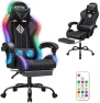 Превью Gaming Chair with LED RGB Lights with Massage and Footrest — Smart Chairs, HOFFREE