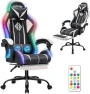 Превью Gaming Chair with LED RGB Lights with Massage and Footrest — Smart Chairs, HOFFREE