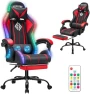 Превью Gaming Chair with LED RGB Lights with Massage and Footrest — Smart Chairs, HOFFREE