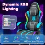 Превью LED Gaming Chair with Speakers Massage Big and Tall Computer Chair with RGB Lights Bluetooth Game Chair with Footrest — Smart Chairs, HOFFREE