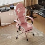 Превью Pink Gaming Chair with Footrest and Massage Lumbar Support — Smart Chairs, Dowinx